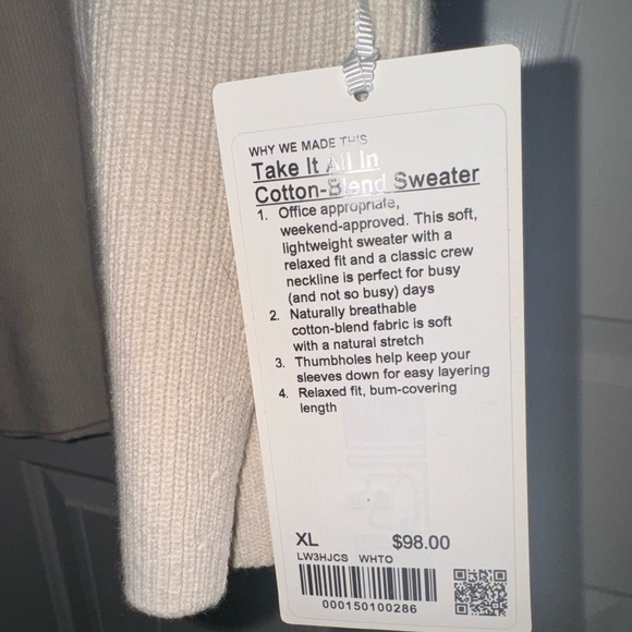 Lululemon Take It All In Cotton-Blend Sweater | XL | NWT - Picture 6 of 6